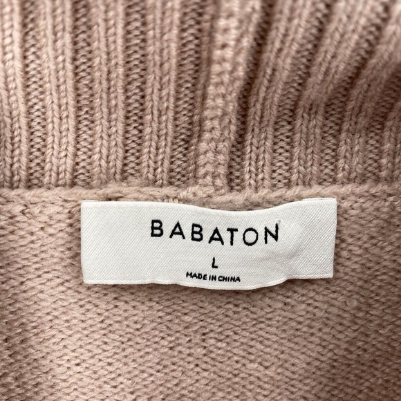 Aritzia Babaton Sweater Womens LARGE Cowl neck Cropped Beige Merino‎ Wool - Picture 11 of 15